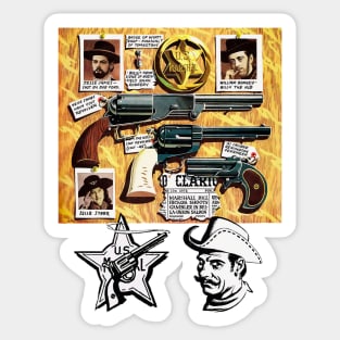 Western Sheriff Legal Weapons And Star Law Badge Cowboy Retro Comic Sticker